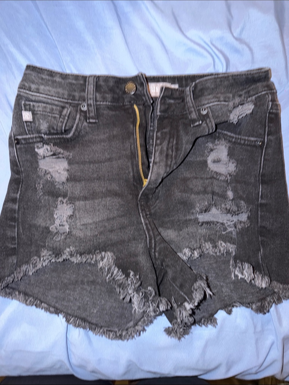 Just USA Black Distressed Frayed Hem Jean Shorts